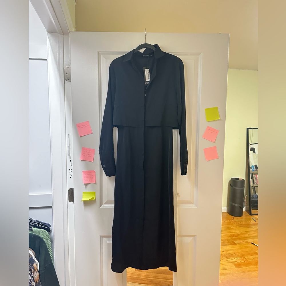 Nasty gal black long buttong down dress size 4